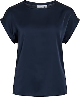 Vila Women’s Viellette S/S Satin Top, Noos, 14059563