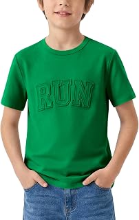 Haloumoning Camisetas de manga corta para niños, de verano, informales, cuello redondo, camisetas de moda de 5 a 14 años