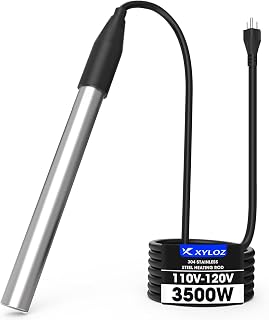 Xyloz 3500W Immersion Water Heater, Bucket Water Heaters for Hot Tubs, etc. | Rapid Heating, Fully Water-Proof & Plug-and-Play Design, 304 SS, for Bathtubs, Buckets, Tubs, Tanks, and More
