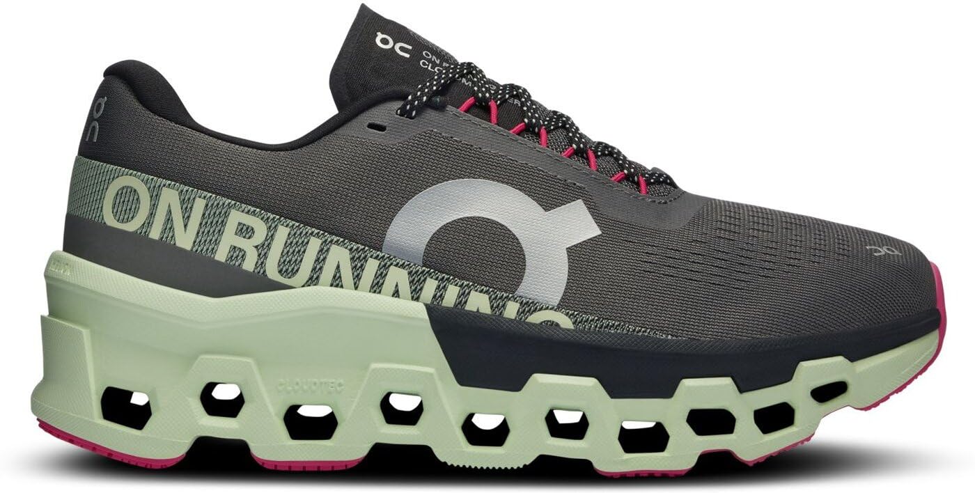on Cloudmonster Women's Sneakers, Asphalt/Lima, 5.5