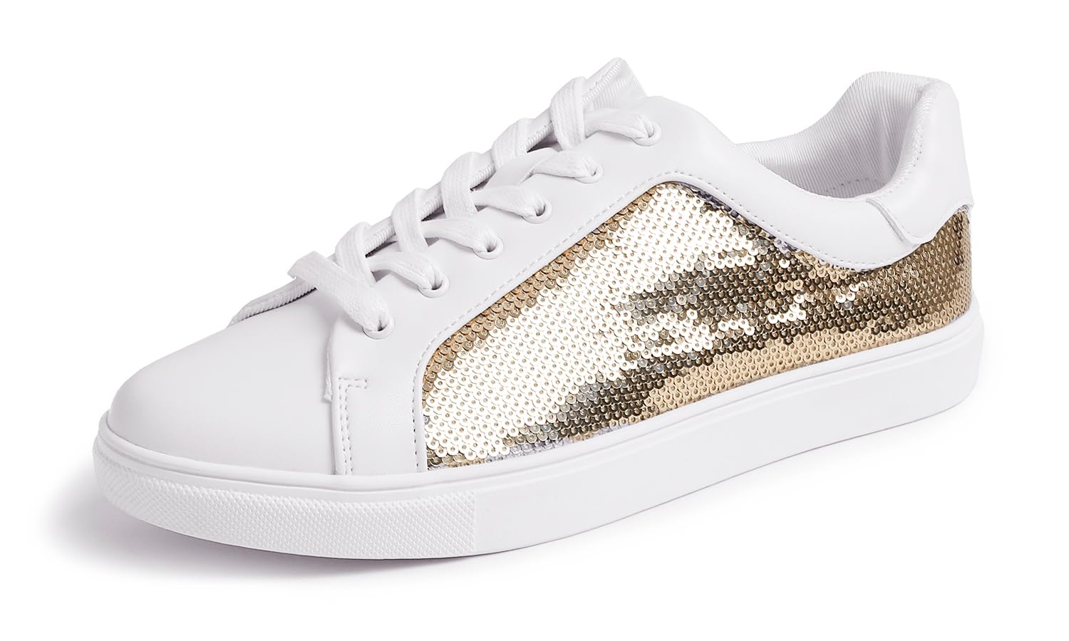 Feversole Women's Featured PU Leather Lace-Up Sneaker,Zapatillas Deportivas con 