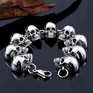 Gothic Hell Ghost Head Bracelet Raging Skull Bracelet Men Motorcycle Riding Punk Rock Halloween Accessories