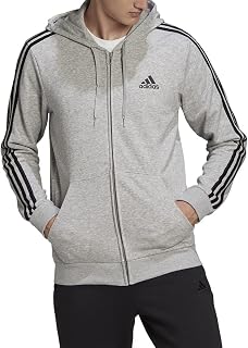 adidas Mens Essentials French Terry 3-Stripes Full-Zip Casual Outerwear Casual - Black