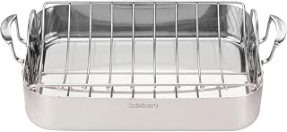 Cuisinart MultiClad Pro 16" Stainless Roasting Pan & Rack, MCPS117-16BRP1 | Tri-ply clad construction with aluminum core, holds turkeys up to 18 lbs., stainless steel rack, 16 in.