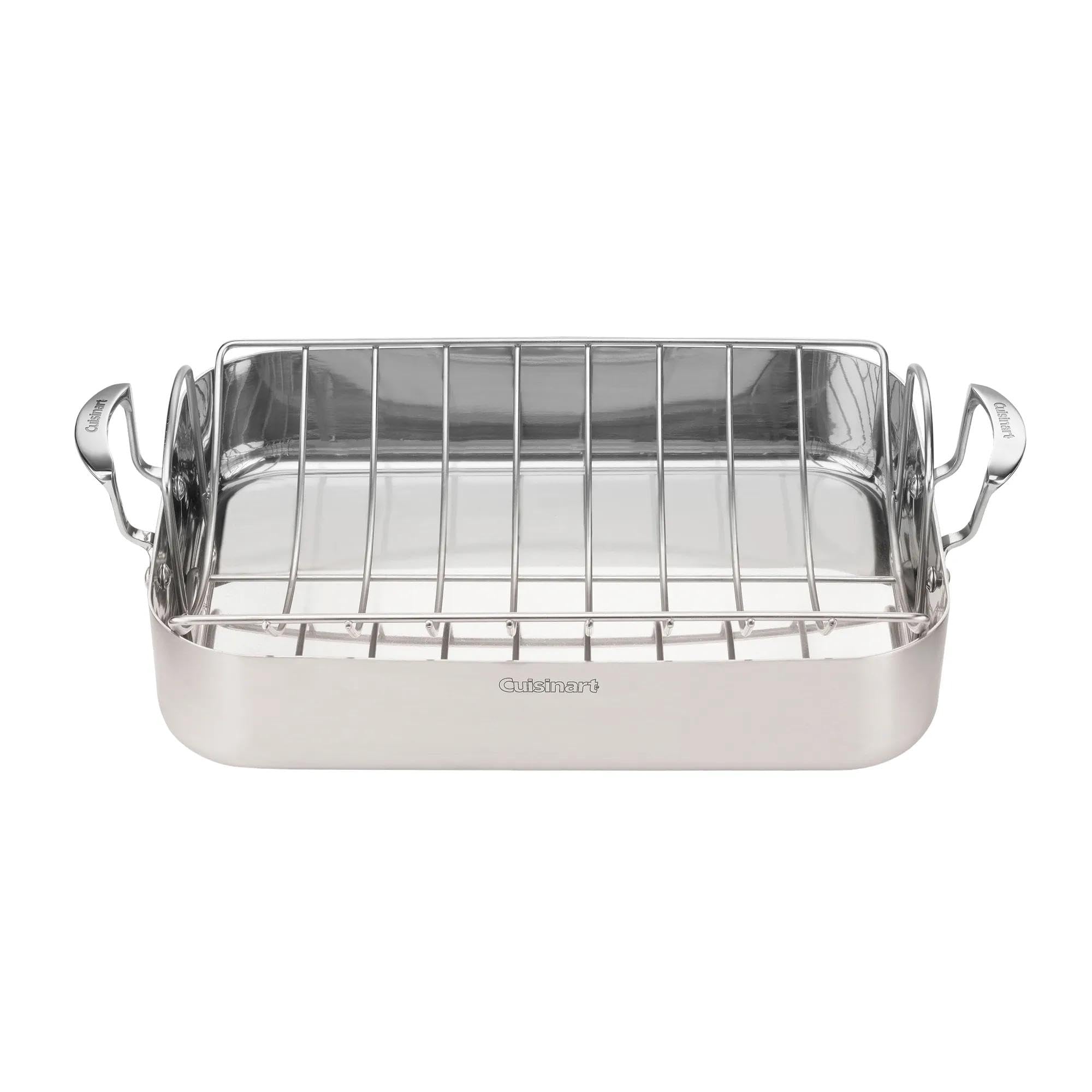 Cuisinart MultiClad Pro 16" Stainless Roasting Pan & Rack, MCPS117-16BRP1 | Tri-