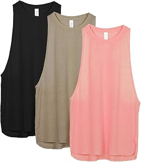 icyzone Women Casual Sleeveless Sports Tank Top Loose Exercise Yoga Running Tank Tops, Pack of 3