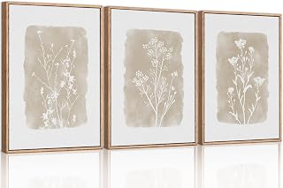 TOARTi Botanical Farmhouse Wall Art Set,Framed Boho Plant Decor 12x16inx3