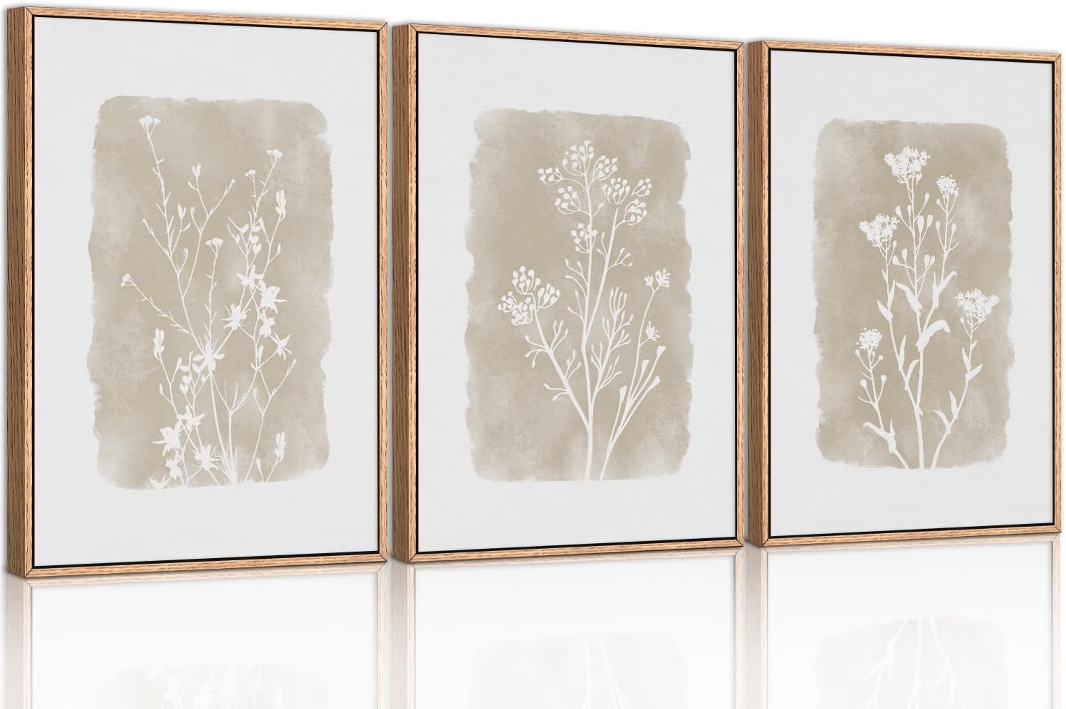 TOARTi Botanical Farmhouse Wall Art Set,Framed Boho Plant Decor 12x16inx3