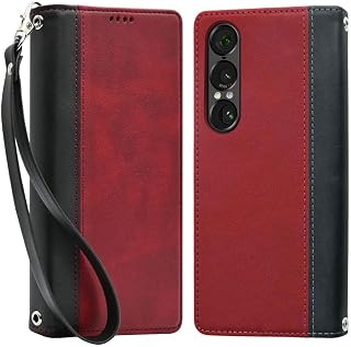 Shizukawill Case for Xperia 1 VII SO-51F SOG15, Leather Style, Wallet Type, Bordeaux Red x Black, 1 Piece