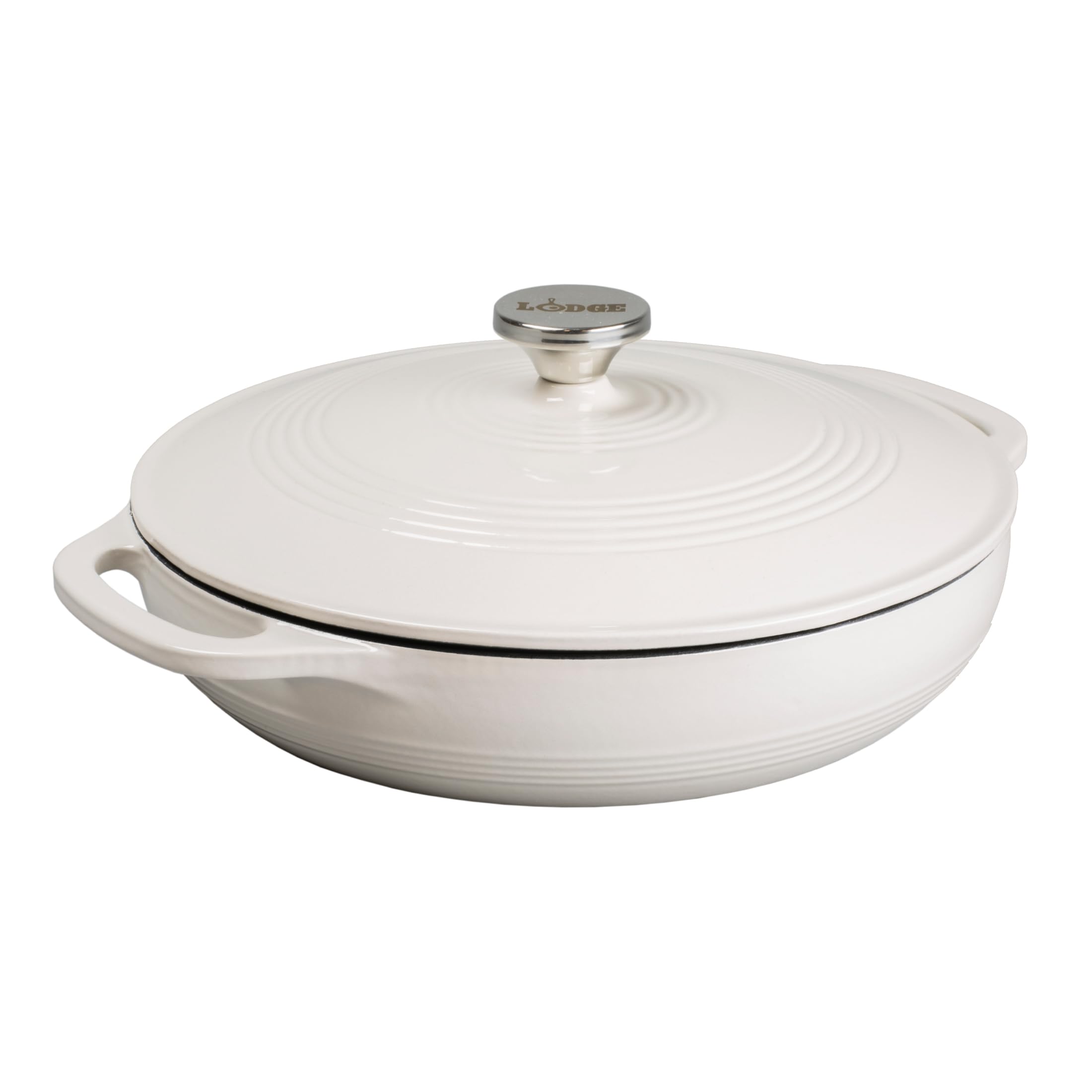 Lodge Essential Enamel Cast Iron Braiser, 3.6 Quart, Oyster White | Refrigerator