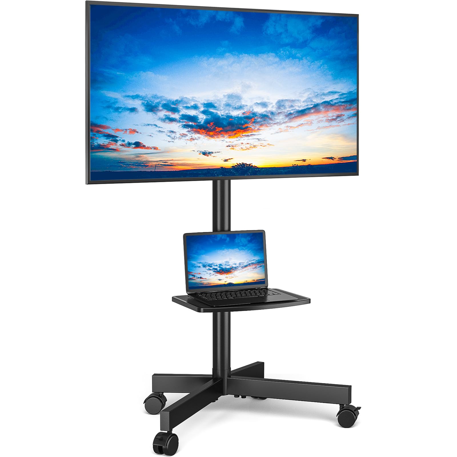 Rfiver Mobile TV Stand for 23-65 Inch Flat/Curved TVs up to 88 lbs Black | Rolli