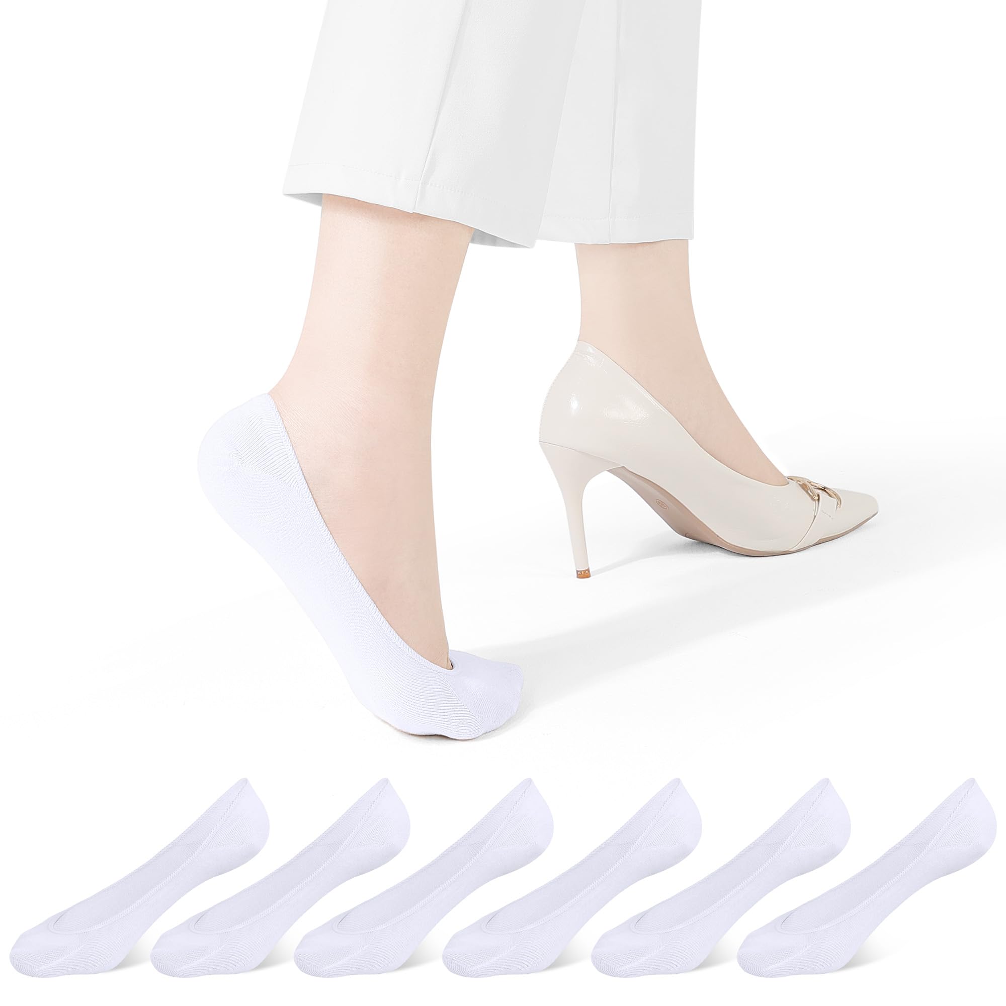 CLOSEMATE Women's No Show Socks for Flats Mary Jane, Ultra Low Cut 6 Pairs