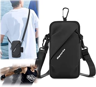 Prime Comfort Phone Holder Arm Band, Small Crossbody Shoulder Holsters Bag with Arm Bands, Fits iPhone and Android, Use for Running, Walking, Hiking & Biking (6.7 Inches, Black)