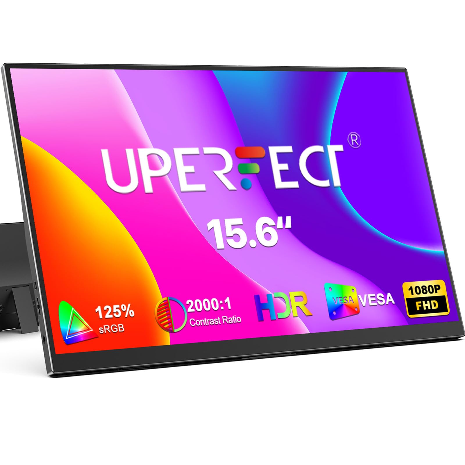 UPERFECT Portable Monitor 15.6" 125% sRGB 2000:1 Second Screen for Laptop | FHD 