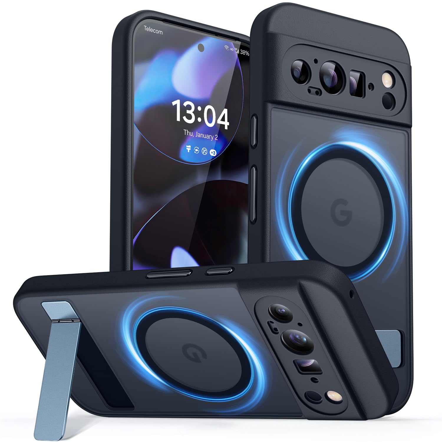 CANSHN Magnetic Cover for Google Pixel 9 Pro XL with Kickstand (6.8 Inches) [Ful