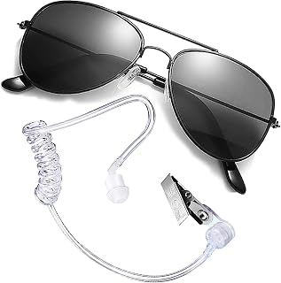 Spy Kids Costume, Secret Service Costume with Spy Sunglasses and Earpiece | FBI Costume, Spy Gear, Secret Agent Costume Kids Spy Role Play Props, Halloween, Detective & Police Cosplay