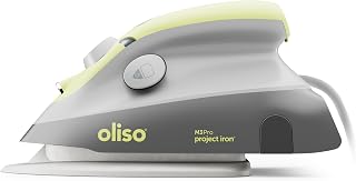 oliso M3Pro Project Steam Iron - Mini Iron for Sewing and Quilting | Pistachio, 1000W, Ceramic Soleplate, LED Light, Craft and Travel Press, Dual Voltage 120V/220V, Portable, Compact