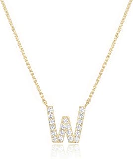 PAVOI Initial Necklace for Women, 14K Gold Plated Cubic Zirconia Pendant