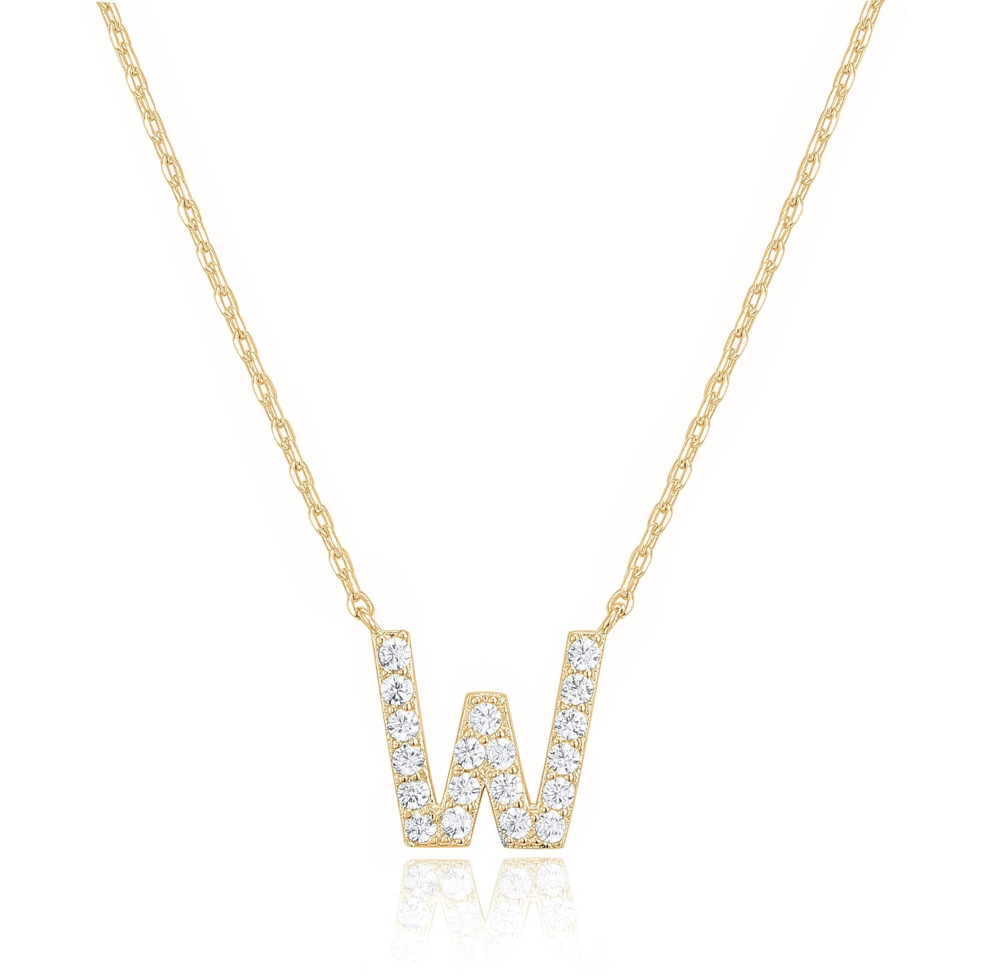 PAVOI Initial Necklace for Women, 14K Gold Plated Cubic Zirconia Pendant