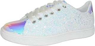 LUCKY STEP Glitter Sneakers Lace Up | Fashion Sneakers | Glitter Shoes for Women