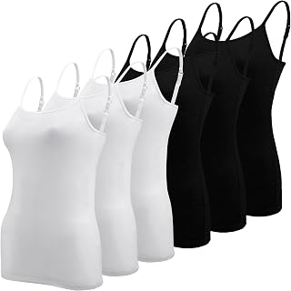 BQTQ 6 Pieces Basic Camisole Adjustable Strap Vest Top for Women and Girl