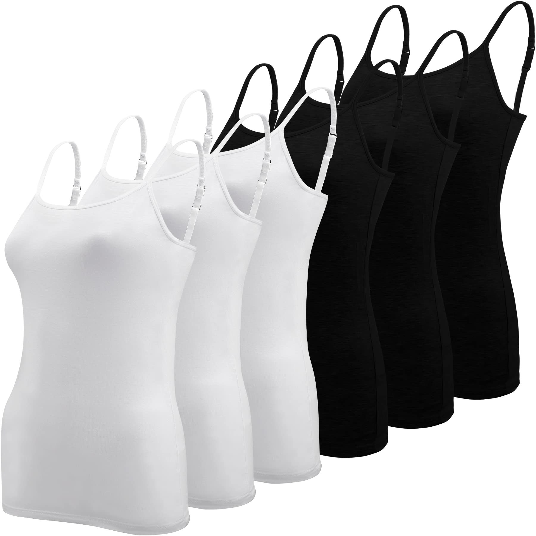 BQTQ 6 Pieces Basic Camisole Adjustable Strap Vest Top for Women and Girl