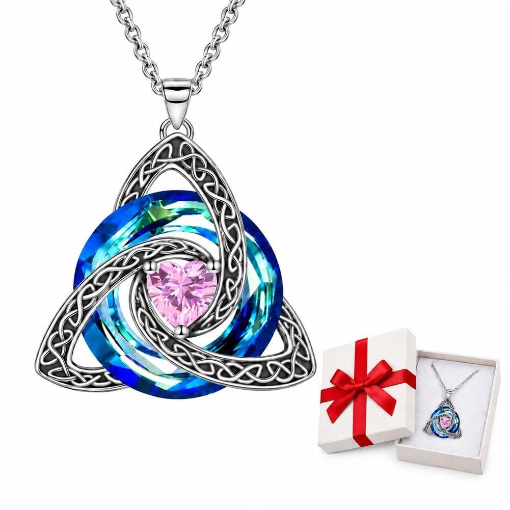 MTSIXBS Birthstone Witch Knot Necklace, Trinity Knot Necklace for Women | Copper