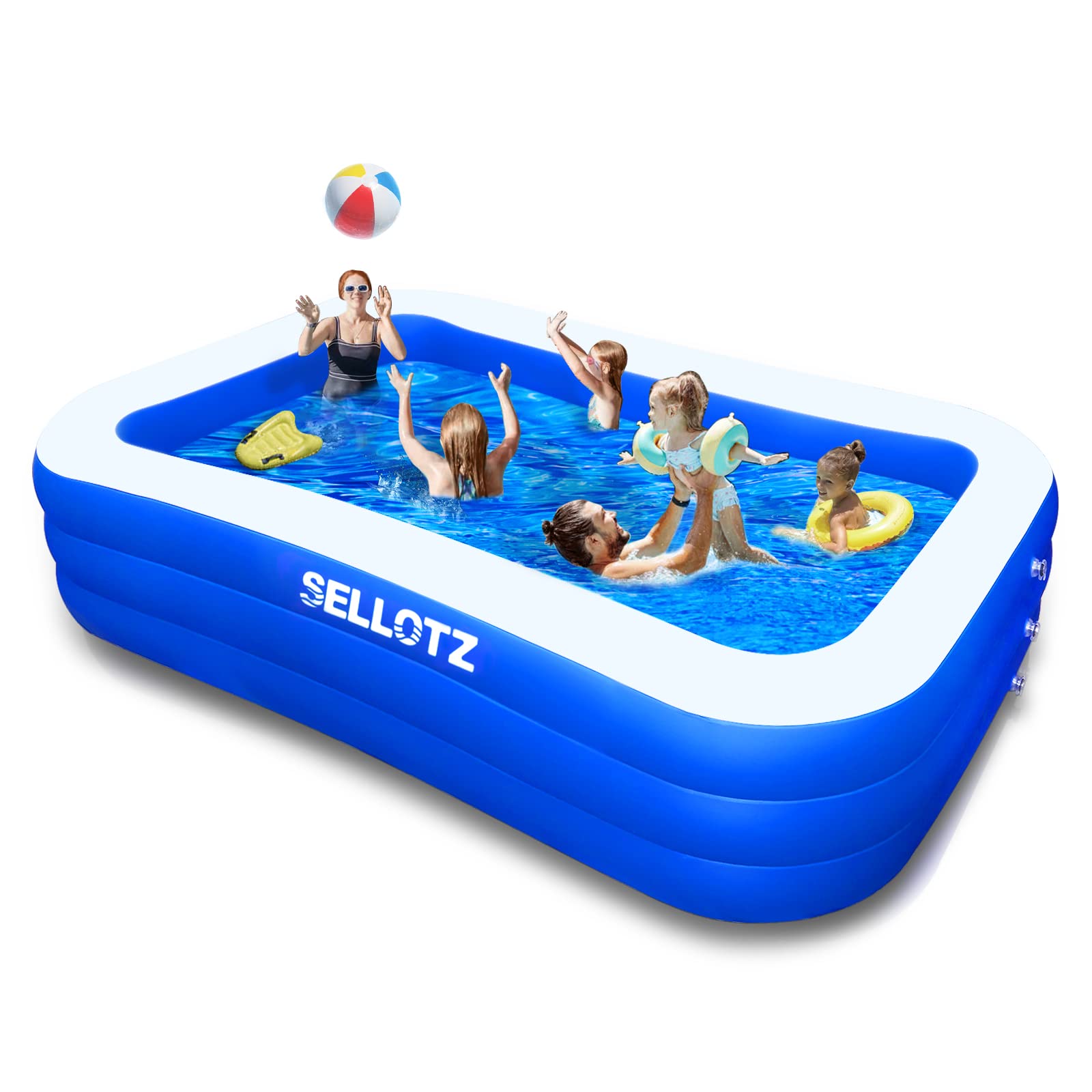 SELLOTZ Inflatable Pool for Kids and Adults, 120" X 72" X 22" Oversized Thickene