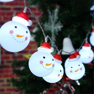 Christmas Light,LED Christmas Snowman String Starry Light for Gardens, Home, Wedding, Christmas Party, Battery-Powered, Christmas Decoration,Warm White