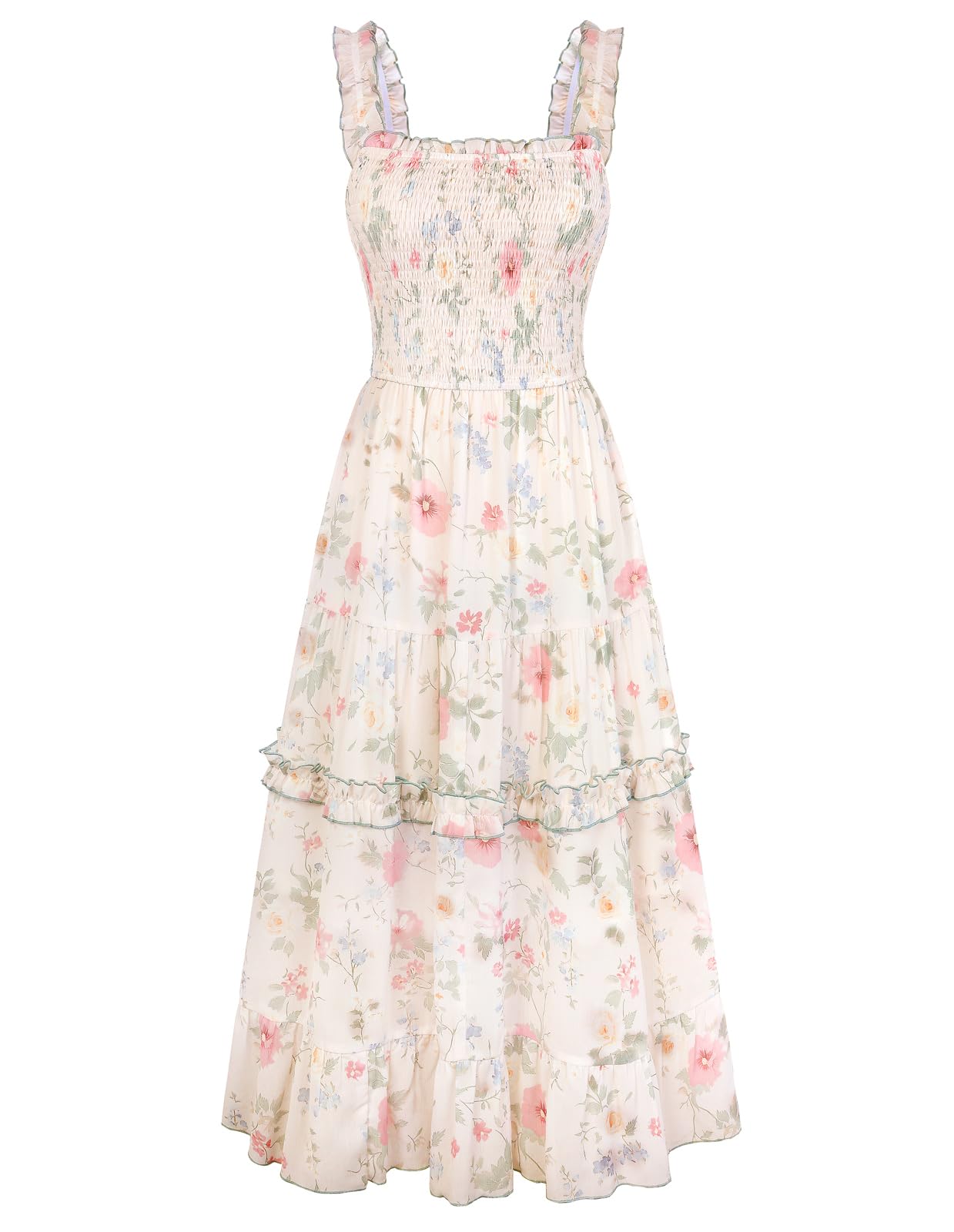 Scarlet Darkness Cottagecore 2025 Women's Flowy Ruched Summer Dress