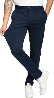 Performance Pants Men's Slim Fit Stretch Trousers Green M 32x34