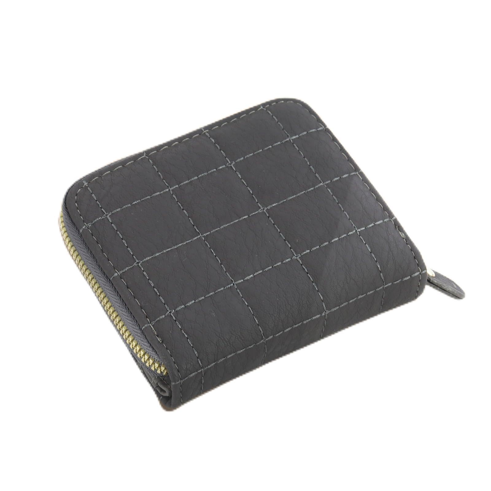 Women PU Mini Wallet Zipper Button Closure 8 Credit Card Slots Cash Compartment 