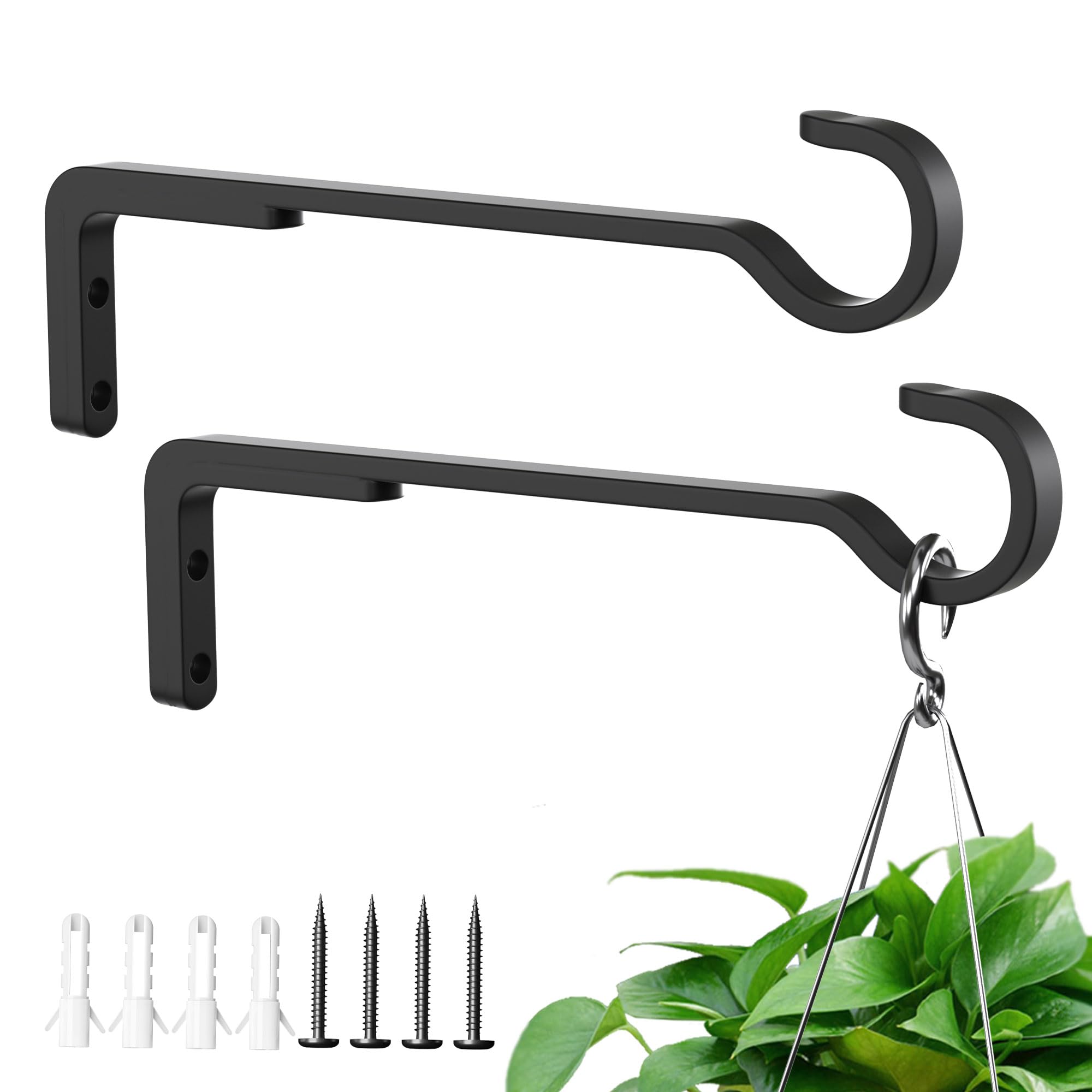 8 Inch Hanging Basket Hook, Plant Hangers Outdoor/Indoor, Hold 35lb, 2 Pack | Bl
