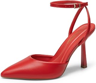 DREAM PAIRS Women's Slingback Pointed Toe Stiletto Heel Elegant High Heels Adjustable Ankle Strap Pumps Evening Wedding Office Summer Pumps