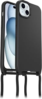 OtterBox React Necklace Case with MagSafe for iPhone 15 Plus / 14 Plus, Ultra Thin Shock Resistant with Necklace Cord, Adaptable and Interchangeable, Tested to MIL STD 810G Standards - Black