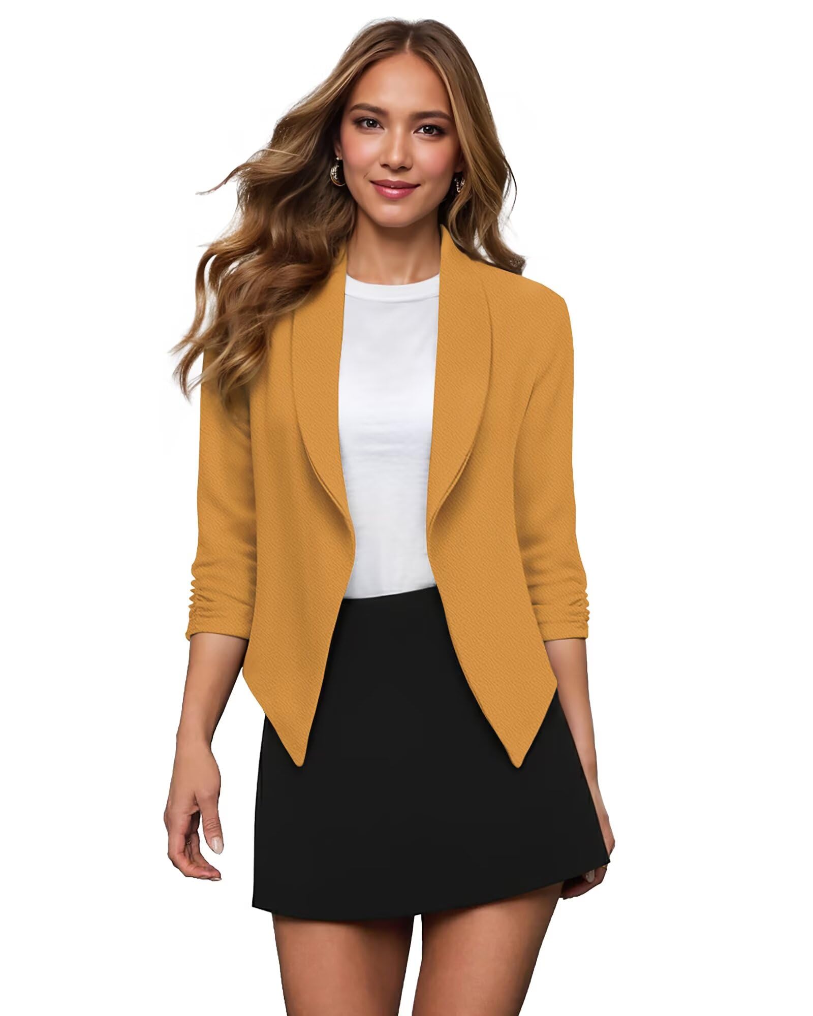 Hybrid & Company Ruched Sleeve Blazer
