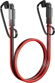 SNLLMZI SAE Extension Cable 12AWG 3.3FT for Car RV Solar | SAE to SAE extension cord, 12AWG pure copper, 3.3FT, Double PVC jacket, For car/RV/truck/boat/solar, Dust cap included,