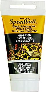 Speedball 3450 Oil-Based Block Printing Ink For Professional, Permanent Prints AP Certified 1.25 FL OZ, Black, 37cc tube (003450)