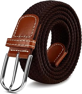 Mens Casual Golf Jeans Woven Elastic Belt 3.5cm