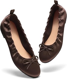 Coutgo Ballerine da donna, con fiocco, punta arrotondata, comode, per lavoro, casual