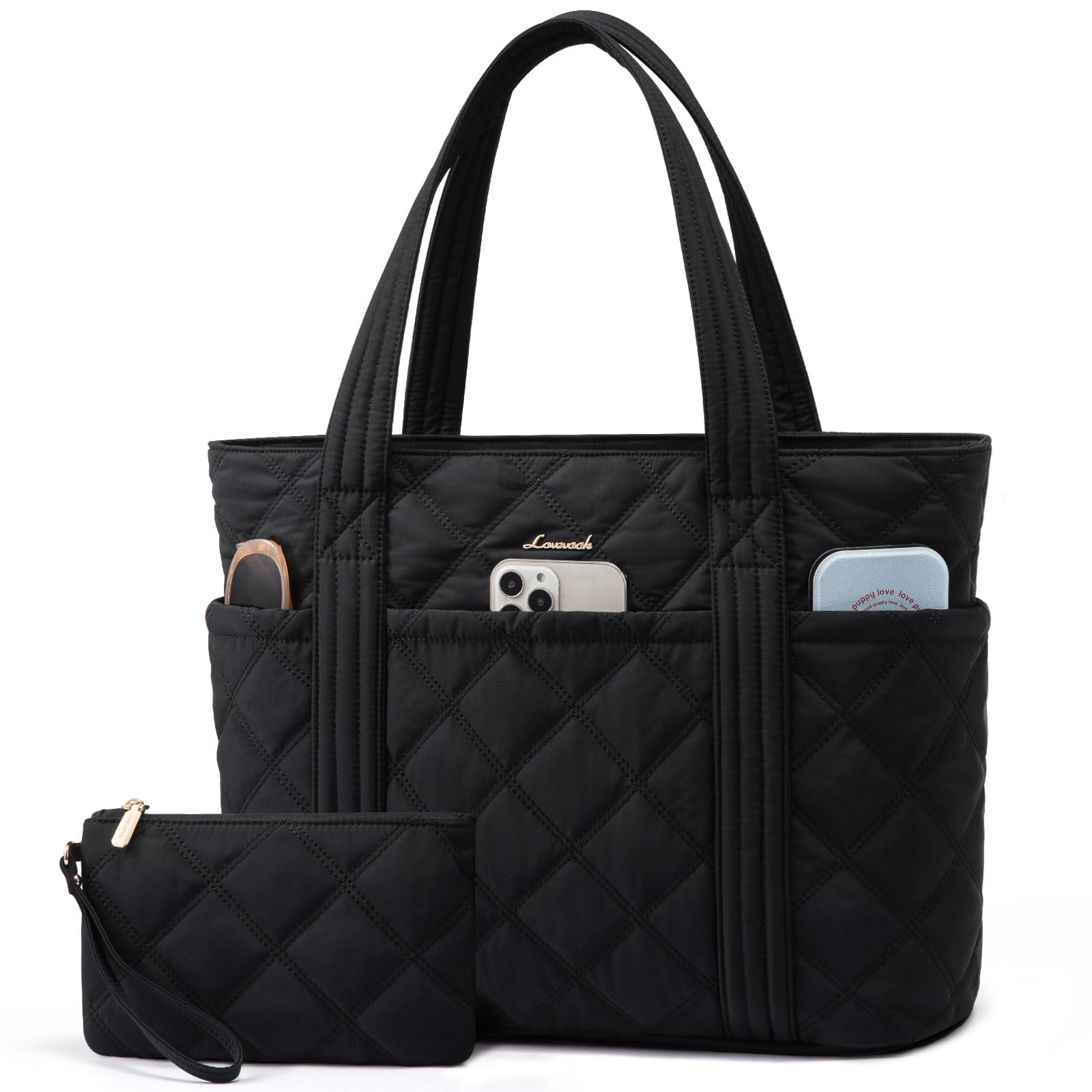 LOVEVOOK Shoulder Bag for Women, Puff Work Bag, Travel Shoulder Bag with Zipper 