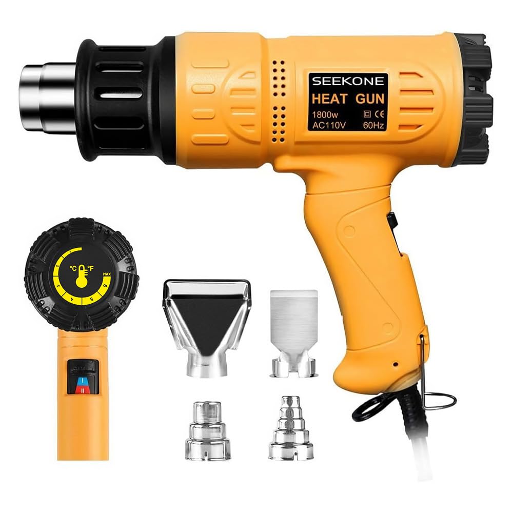SEEKONE 1800W Heat Gun Variable Temp 50℃-650℃ for Crafts, Shrink Wrap | Fast Hea