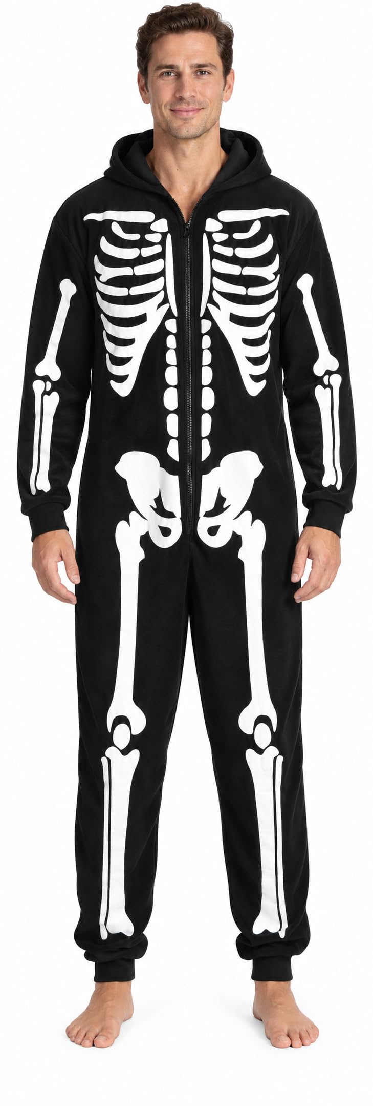 #followme Men's Onesie Adult Comfortable Fleece Hooded Front Zip w/Side Pockets 