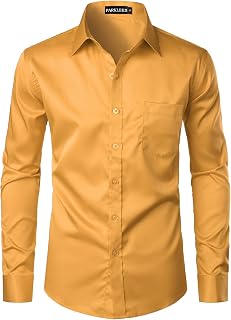 PARKLEES Men's Long Sleeve Button Down Dress Shirt with Pocket