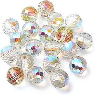 100pcs Electroplated Faceted Glass Iridescent Round Beads with Wind Chimes Loose Spacers for Bracelet Necklace Jewelry Making Crafts 10x9mm Alice Blue