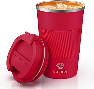 CS COSDDI 12 oz Coffee Mug - Stainless Steel Coffee Cup with Leakproof Lid