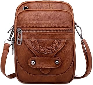 Women Vintage PU Leather Crossbody Bag Soft Cash Cell Phone Purse