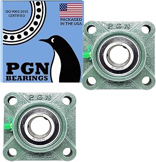 PGN UCF205-16 (2 Pack) Square Flange Bearing 1" Bore | Self aligning design, Cast iron housing, Chrome steel construction