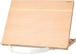 MEEDEN Large Tabletop Drawing Easel: A2 Wooden Sketching Board for Painting | Portable Beech Wood Desktop Art Easel - 5 Position Adjustable Easel with Shoulder Strap for Adult, Artist, Beginner & Student