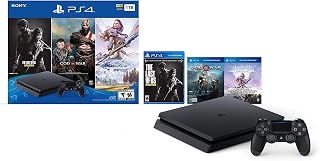 Newest Sony Playstation 4 PS4 1TB HDD Gaming Console Bundle with Three Games: The Last of Us, God of War, Horizon Zero Dawn, Included Wireless Controller (Renewed)